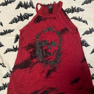 Red tye dye glitter skull